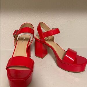 Soda Women's Bold Red Platform Heels